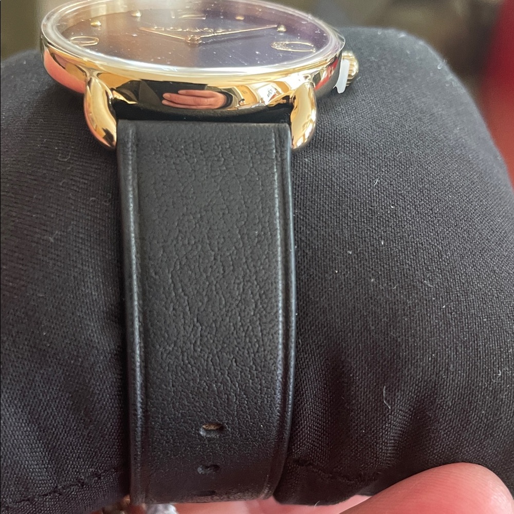 Coach Black Dial Leather Strap Watch with Gold Accents - Picture 4 of 10